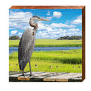 Bald Head Island Conservancy Heron on Dock | Wall Art Print on Real Wood