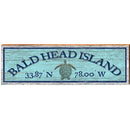 Bald Head Island Sea Turtle Blue Latitude Longitude | Wall Art Print on Real Wood