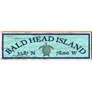 Bald Head Island Sea Turtle Green Latitude Longitude | Wall Art Print on Real Wood