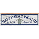 Bald Head Island Sea Turtle White Latitude Longitude | Wall Art Print on Real Wood