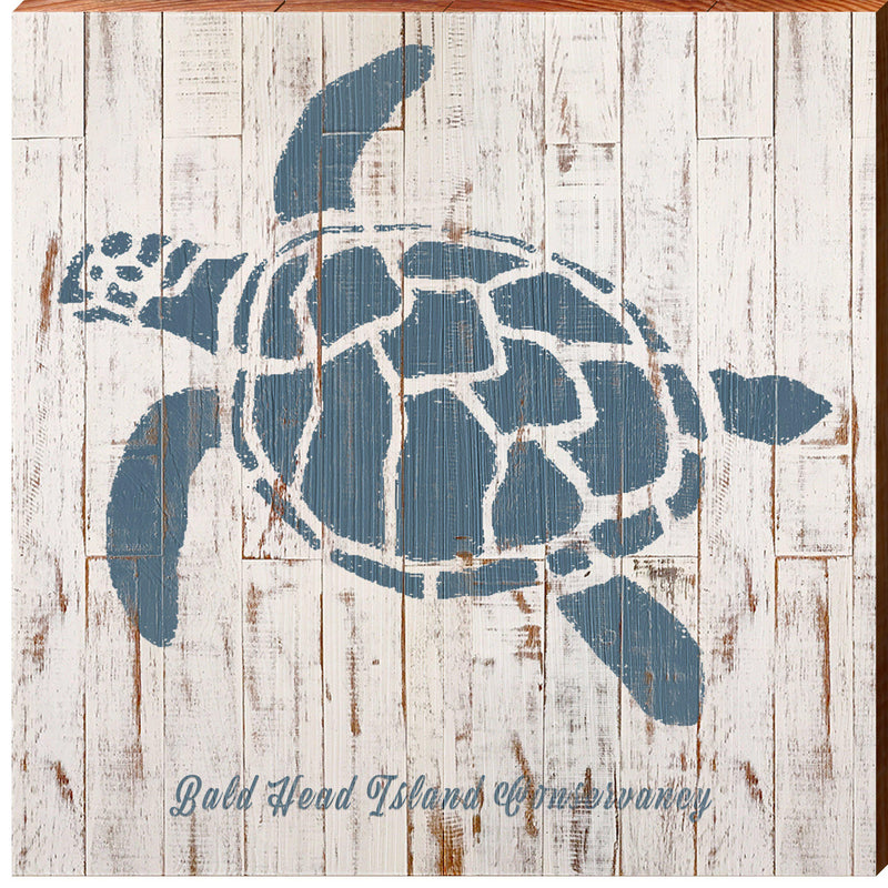 Bald Head Island Conservancy Navy Sea Turtle | Wall Art Print on Real Wood