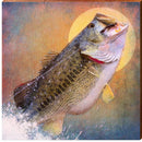 Jumping Bass Sunset | Wall Art Print on Real Wood