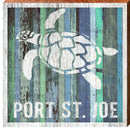 Port St. Joe Sea Turtle Blue Boards | Wall Art Print on Real Wood
