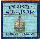 Port St. Joe, Florida Lighthouse Latitude Longitude Wooden Sign | Wall Art Print on Real Wood