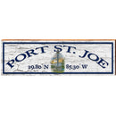 Port St. Joe Lighthouse White Latitude Longitude | Wall Art Print on Real Wood