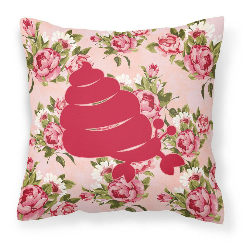 Hermit Crab Shabby Chic Pink Roses  Fabric Decorative Pillow BB1092-RS-PK-PW1414