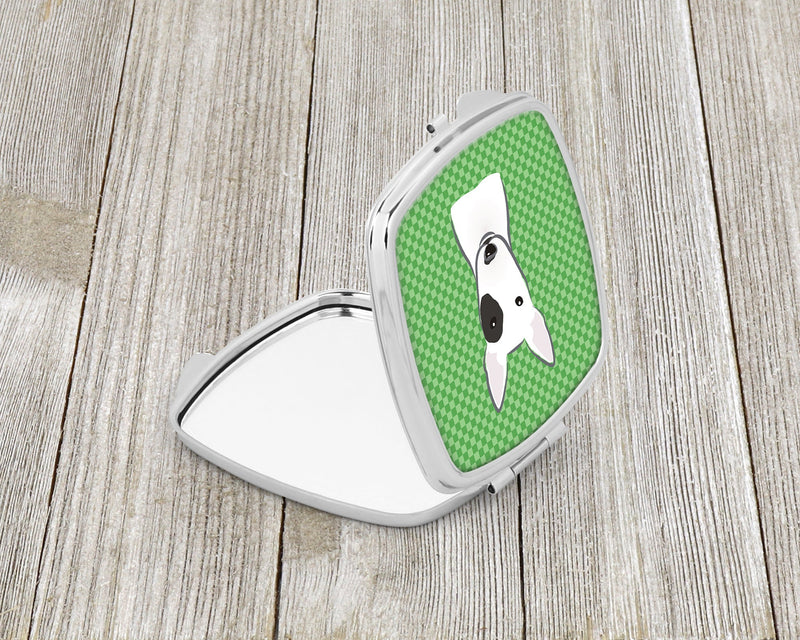 Green Checkered Bull Terrier Compact Mirror BB1132SCM