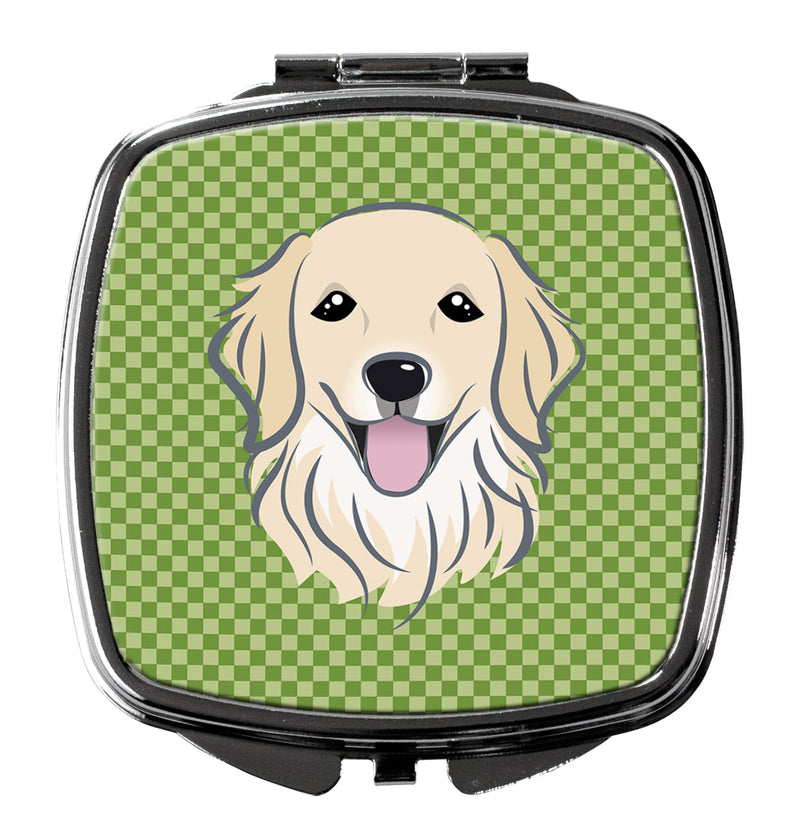 Green Checkered Golden Retriever Compact Mirror BB1137SCM