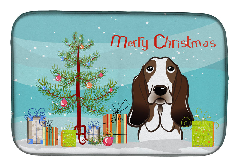 Christmas Tree and Basset Hound Dish Drying Mat BB1615DDM