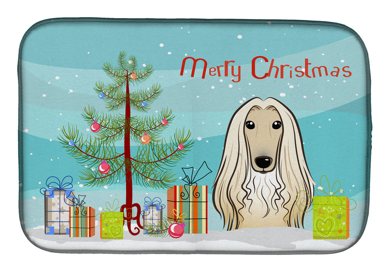 Christmas Tree and Afghan Hound Dish Drying Mat BB1616DDM