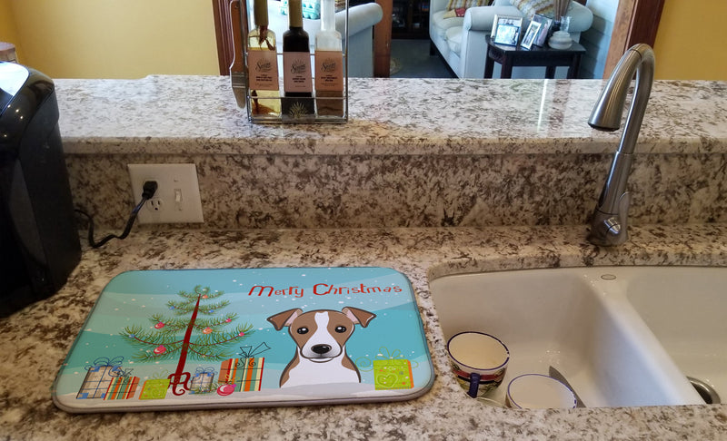 Christmas Tree and Jack Russell Terrier Dish Drying Mat BB1632DDM