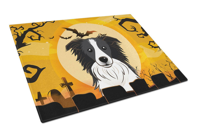 Halloween Border Collie Glass Cutting Board Large BB1799LCB