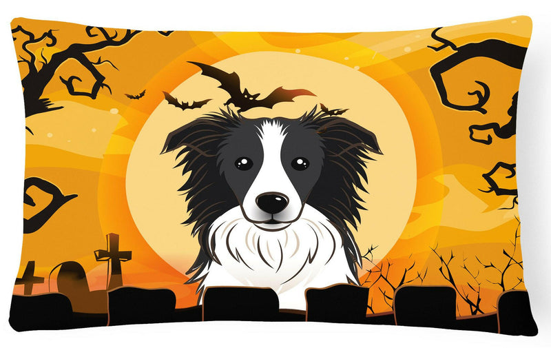 Halloween Border Collie Fabric Decorative Pillow BB1799PW1216