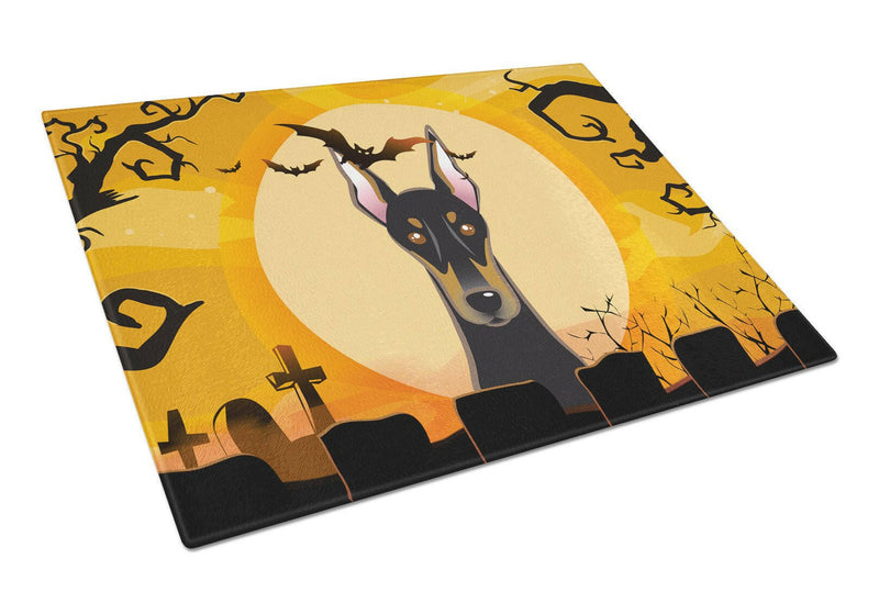 Halloween Doberman Glass Cutting Board Large BB1803LCB