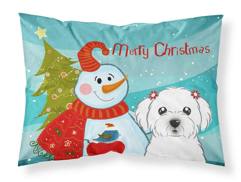 Snowman with Maltese Fabric Standard Pillowcase BB1828PILLOWCASE