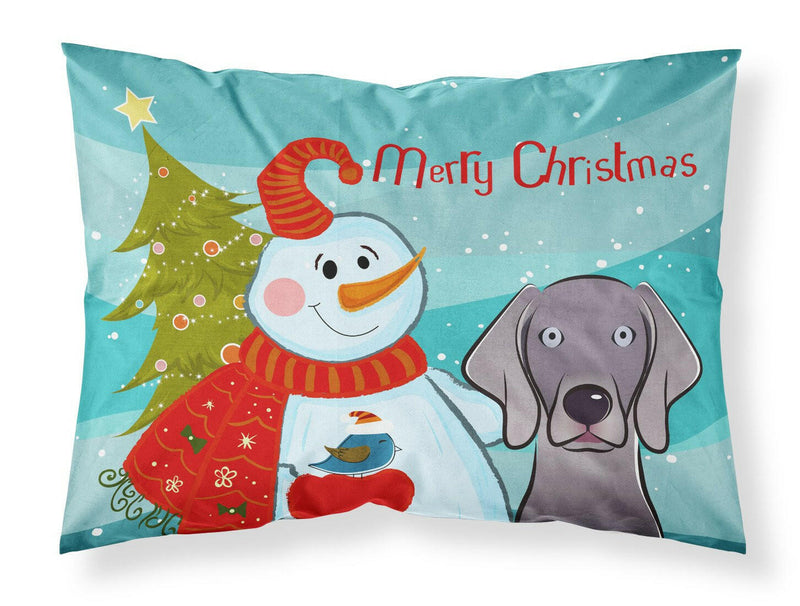 Snowman with Weimaraner Fabric Standard Pillowcase BB1851PILLOWCASE