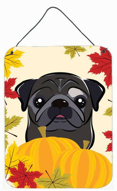 Black Pug Thanksgiving Wall or Door Hanging Prints BB2069DS1216