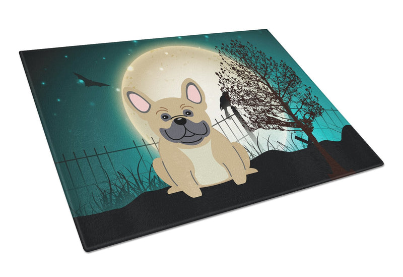 Halloween Scary French Bulldog Cream Glass Cutting Board Large BB2200LCB