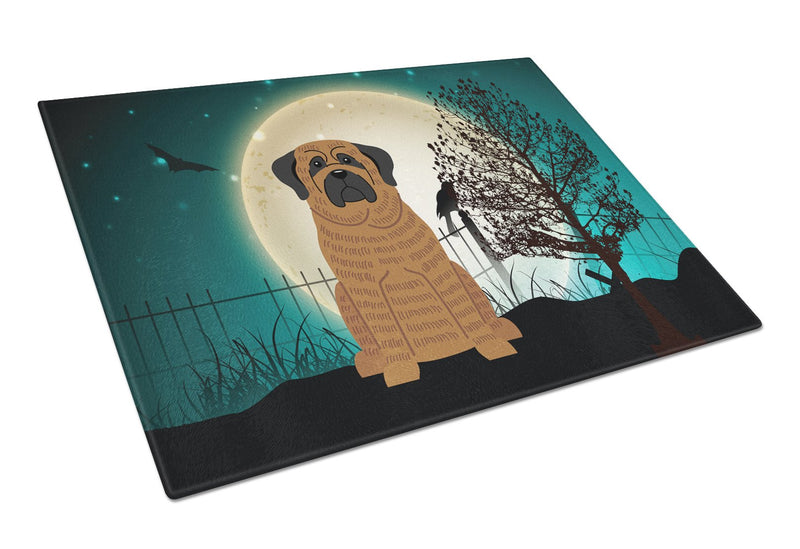 Halloween Scary Mastiff Brindle Glass Cutting Board Large BB2205LCB