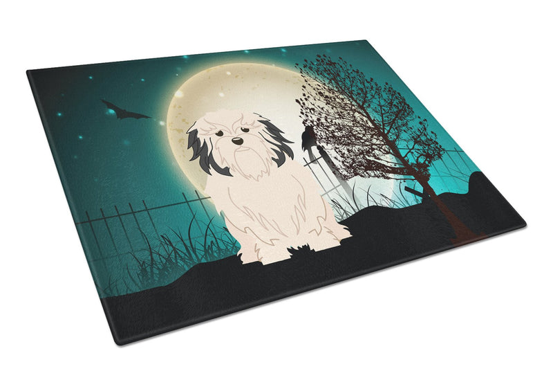 Halloween Scary Lowchen Glass Cutting Board Large BB2209LCB