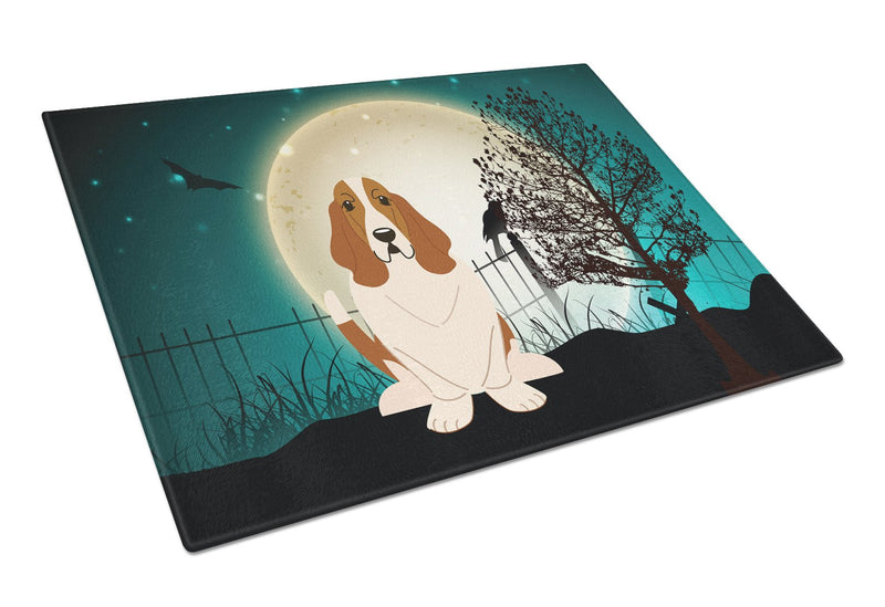 Halloween Scary Basset Hound Glass Cutting Board Large BB2211LCB