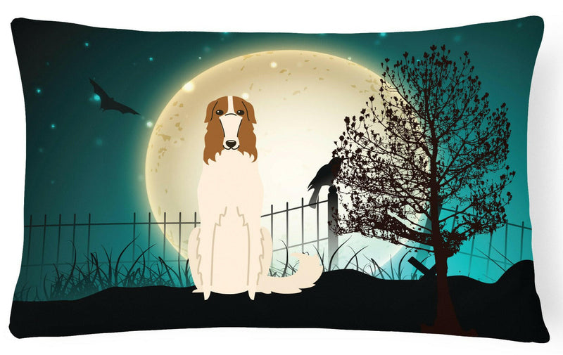 Halloween Scary Borzoi Canvas Fabric Decorative Pillow BB2213PW1216