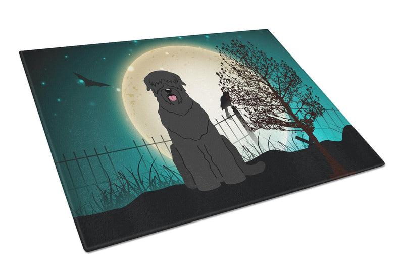 Halloween Scary Black Russian Terrier Glass Cutting Board Large BB2216LCB