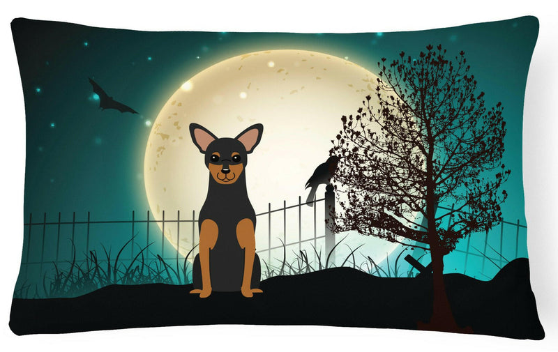 Halloween Scary Manchester Terrier Canvas Fabric Decorative Pillow BB2218PW1216