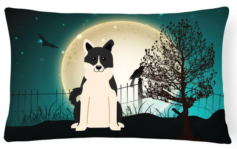 Halloween Scary Russo-European Laika Spitz Canvas Fabric Decorative Pillow BB2219PW1216