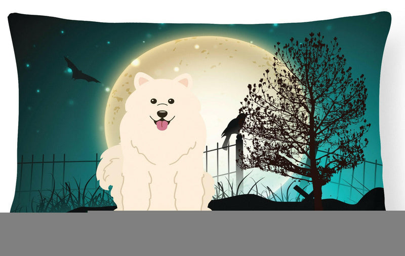 Halloween Scary Samoyed Canvas Fabric Decorative Pillow BB2220PW1216