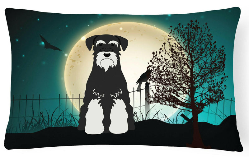 Halloween Scary Standard Schnauzer Salt and Pepper Canvas Fabric Decorative Pillow BB2223PW1216