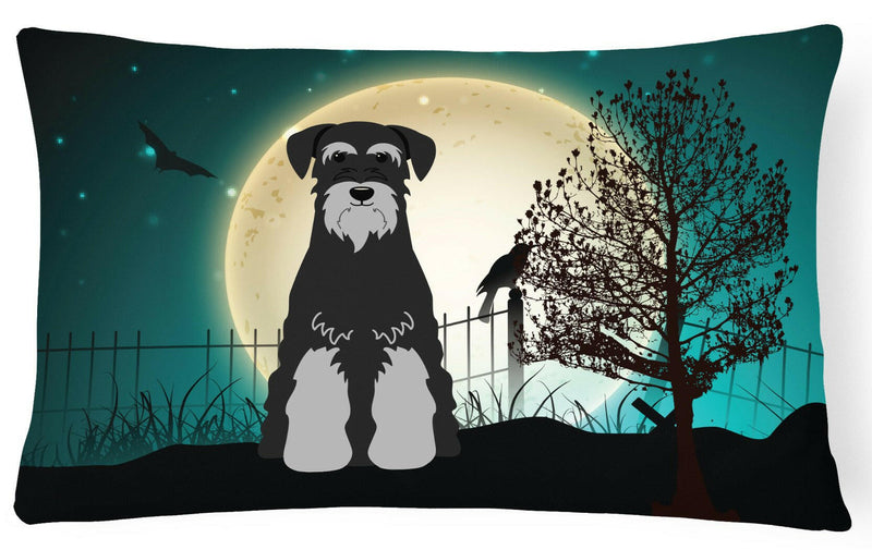 Halloween Scary Standard Schnauzer Black Grey Canvas Fabric Decorative Pillow BB2224PW1216