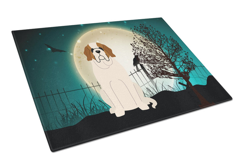 Halloween Scary Saint Bernard Glass Cutting Board Large BB2225LCB