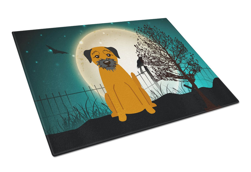 Halloween Scary Border Terrier Glass Cutting Board Large BB2229LCB