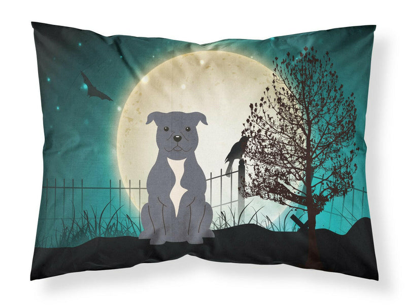 Halloween Scary Staffordshire Bull Terrier Blue Fabric Standard Pillowcase BB2236PILLOWCASE