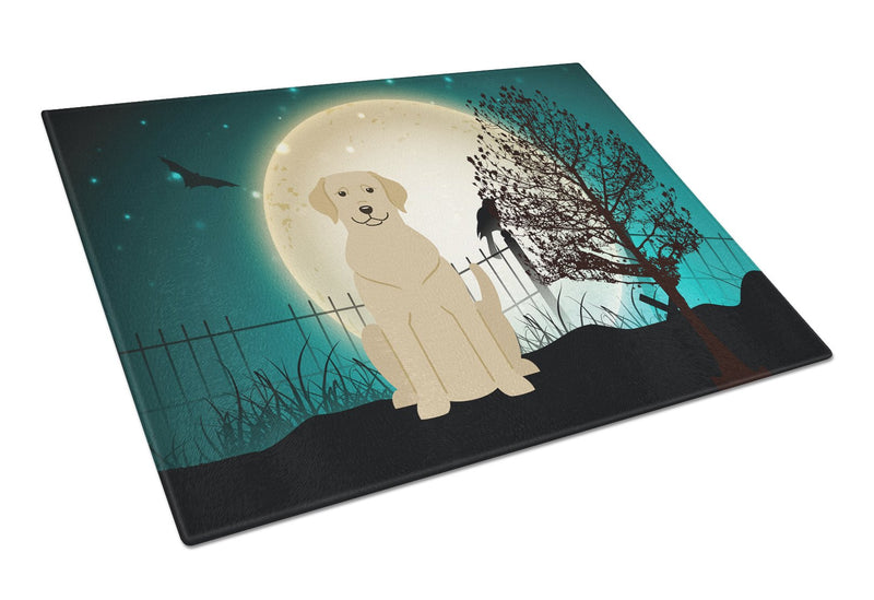 Halloween Scary Yellow Labrador Glass Cutting Board Large BB2245LCB