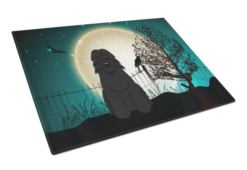 Halloween Scary Bouvier des Flandres Glass Cutting Board Large BB2264LCB