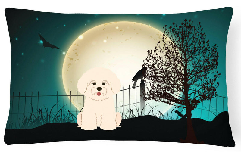 Halloween Scary Bichon Frise Canvas Fabric Decorative Pillow BB2265PW1216