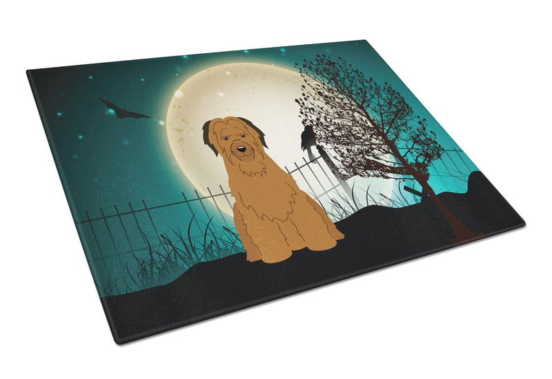 Halloween Scary Briard Brown Glass Cutting Board Large BB2272LCB