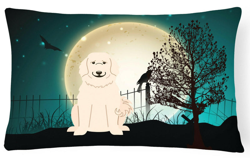 Halloween Scary Great Pyrenese Canvas Fabric Decorative Pillow BB2273PW1216