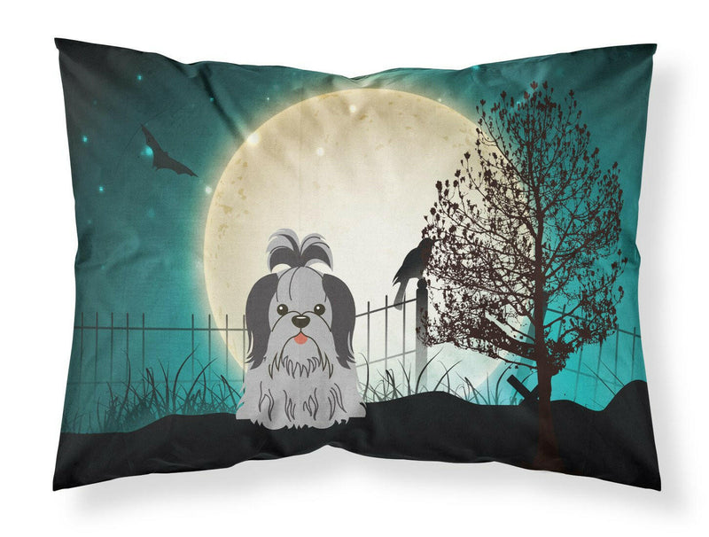 Halloween Scary Shih Tzu Black Silver Fabric Standard Pillowcase BB2279PILLOWCASE