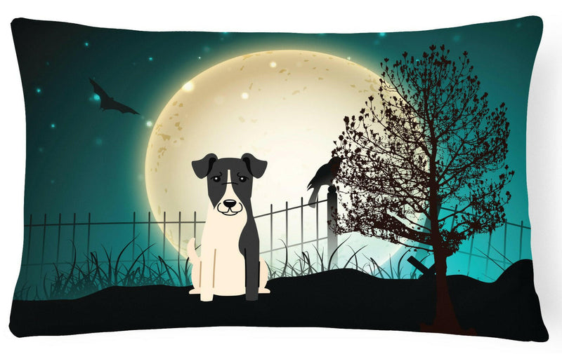 Halloween Scary Smooth Fox Terrier Canvas Fabric Decorative Pillow BB2288PW1216