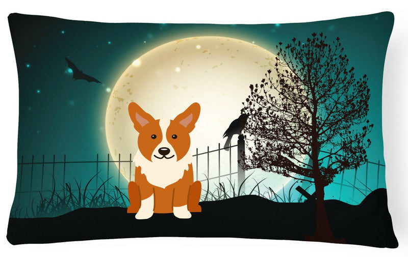 Halloween Scary Corgi Canvas Fabric Decorative Pillow BB2290PW1216