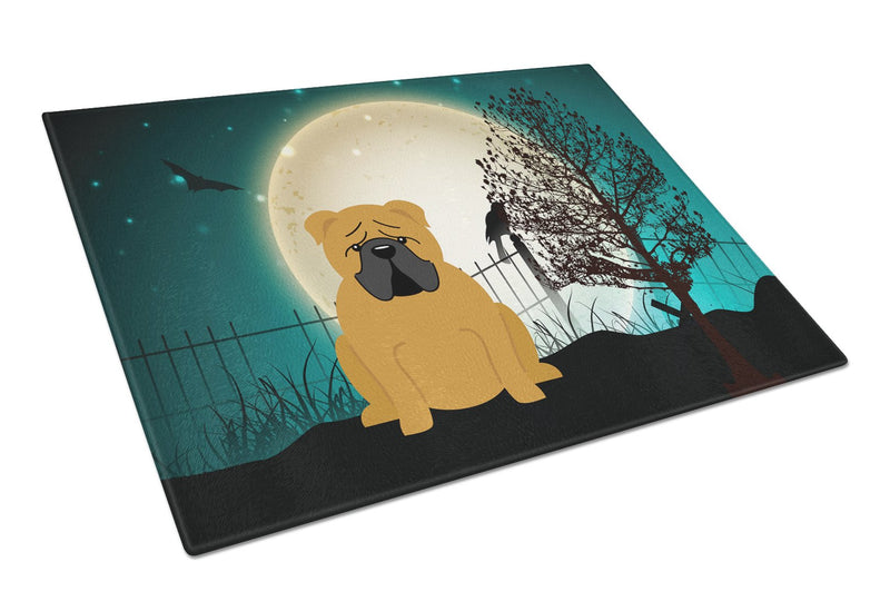 Halloween Scary  English Bulldog Red Glass Cutting Board Large BB2312LCB