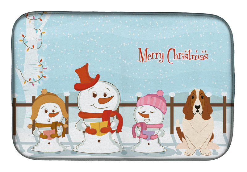 Merry Christmas Carolers Basset Hound Dish Drying Mat BB2352DDM