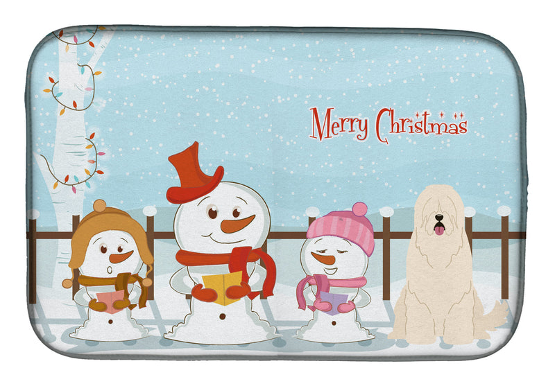 Merry Christmas Carolers South Russian Sheepdog Dish Drying Mat BB2355DDM