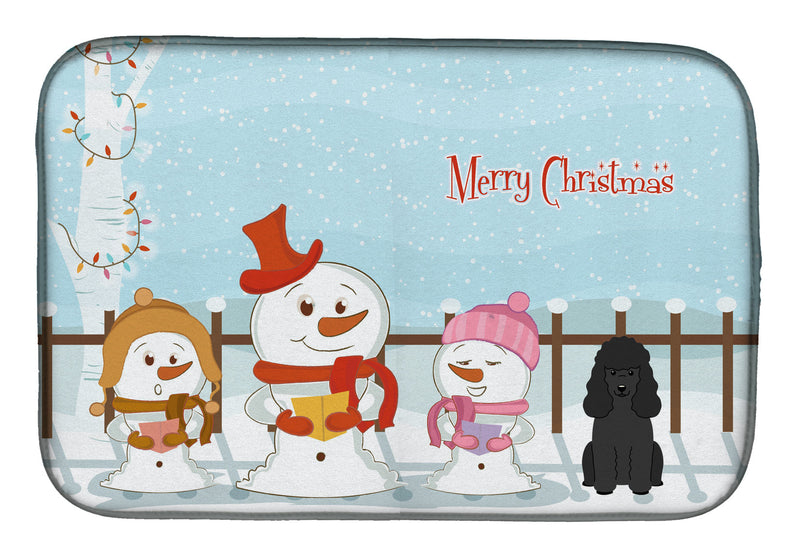 Merry Christmas Carolers Poodle Black Dish Drying Mat BB2402DDM