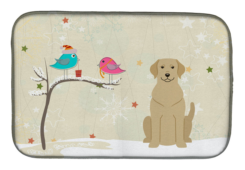 Christmas Presents between Friends Yellow Labrador Dish Drying Mat BB2527DDM