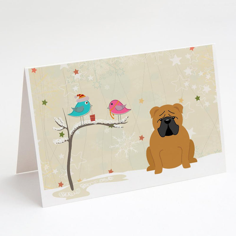 Christmas Presents between Friends English Bulldog - Red Greeting Cards and Envelopes Pack of 8