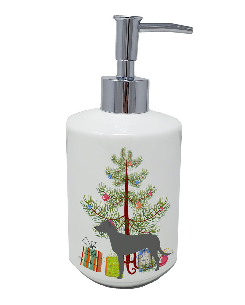 Irish Wolfhound Merry Christmas Tree Ceramic Soap Dispenser